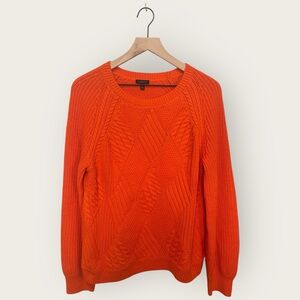 Talbots Vibrant Orange Large Long Sleeve Cable Knit Cozy Pullover Sweater